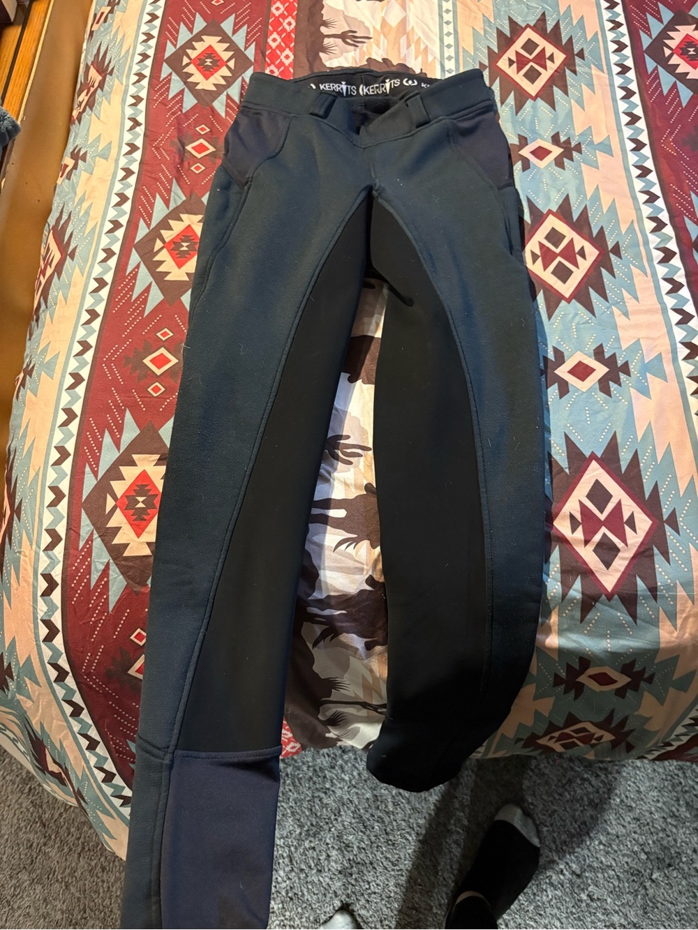 Kerrits Black Women's Winter Equestrian Breeches with Lined Pockets